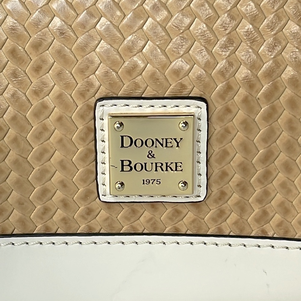 Dooney & Bourke Beacon Smooth Leather Woven Embossed Domed Satchel Bag White - Picture 3 of 17